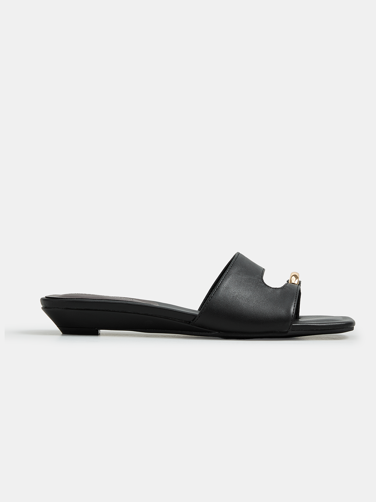 METAL DECOR TOE RING SLIDE SANDALS